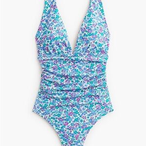 NWT J. Crew Women’s Ruched plunge one-piece swimsuit XL